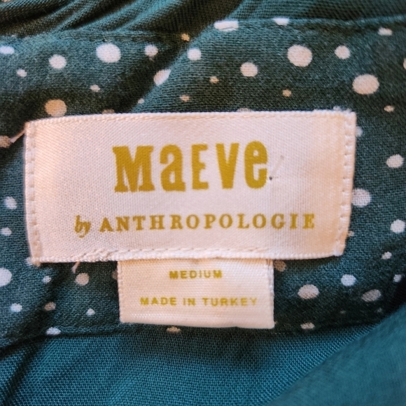 ANTHROPOLOGIE MAEVE ESTHER TIERED TUNIC/DRESS GREEN/WHITE POLKA DOT SIZE MEDIUM - Picture 10 of 13